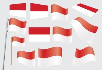set of flags of Indonesia vector illustration