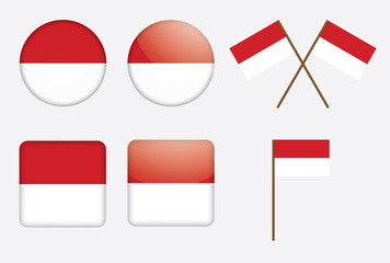 set of badges with flag of Indonesia vector illustration
