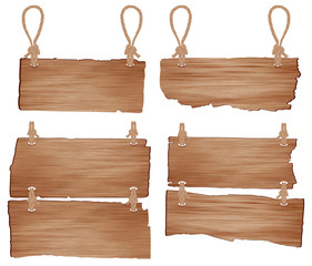 Wooden sign with rope hanging. vector illustration