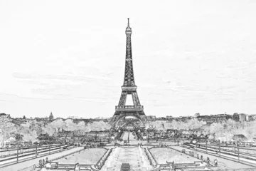 Rolgordijnen filtereffect foto van de Eiffeltoren © nui7711
