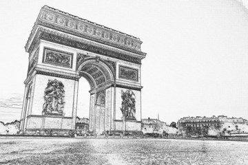 Fototapeta na wymiar filtr zdjęcia efekt Arc de Triomphe, Paryż, Francja