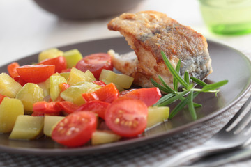 Roasted cod with vegetables