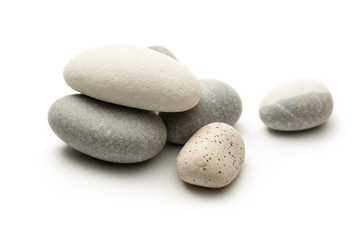Sea stones on white background