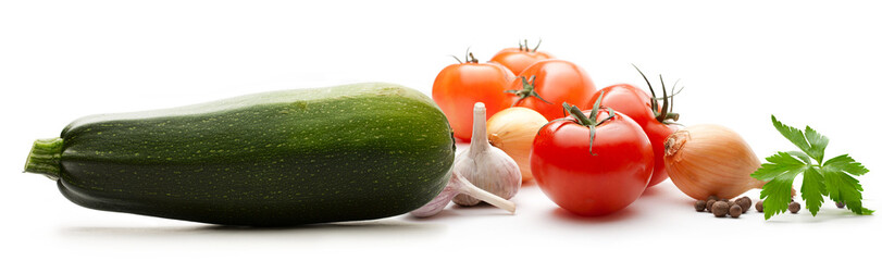 Vegetables on the white background
