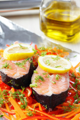 Salmon steaks before cooking