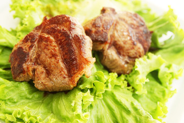 steak with salad