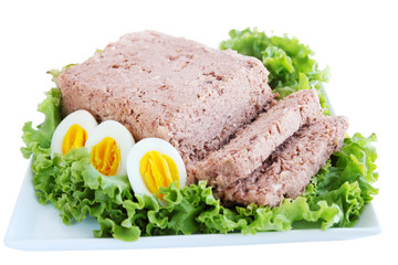 pate with eggs, isolated