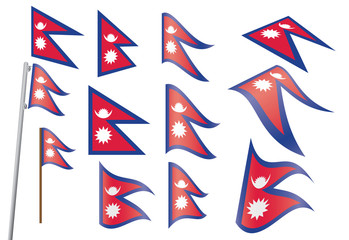 set of flags of Nepal vector illustration