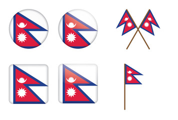 set of badges with flag of Nepal vector illustration