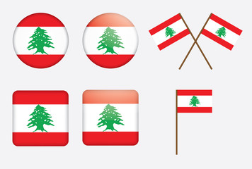 set of badges with flag of Lebanon vector illustration