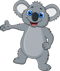Happy koala cartoon showing