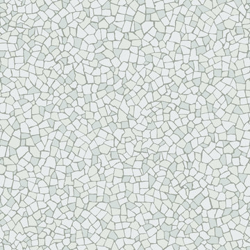 Broken tiles mosaic (trencadis) white seamless pattern