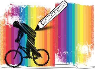 abstract bikers with colorful background. vector illustration - 43946588
