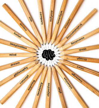 Pencils arranged in circle on the word idea