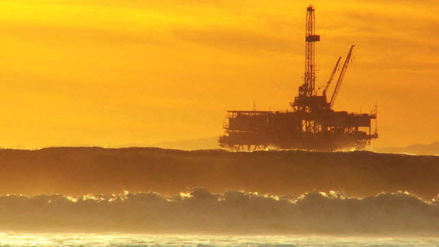 Oil Platform Offshore Sunset