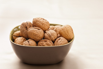Bowl of giant organic walnuts