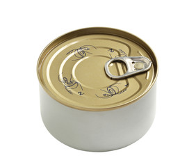 Canned food isolated on white background