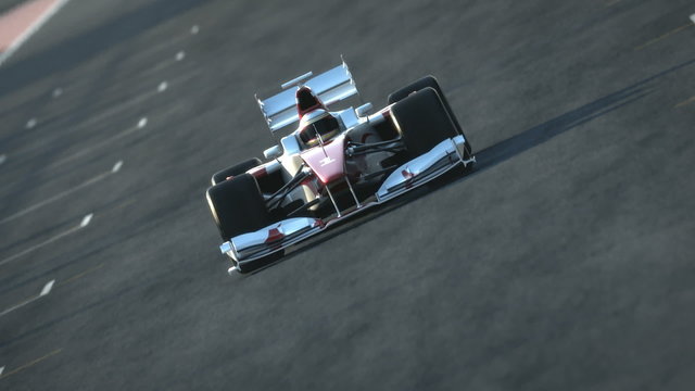 Formula One race car on desert circuit - finish line