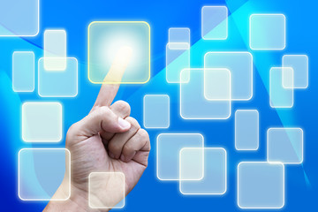 Hand press button.Choice concept