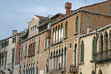 Ancient decorated palaces typical of Venice in Italy