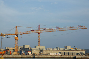 Fototapeta na wymiar pracy podczas budowy zapory MOSE w Wenecji