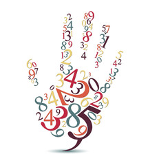 Bubble for speech, In form of a hand made ??of numbers