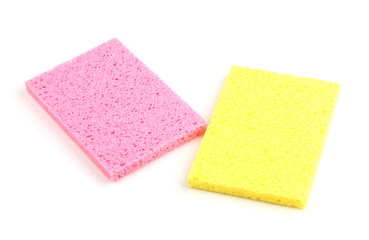 Cellulose sponges isolated on white