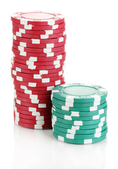 Casino chips isolated on white