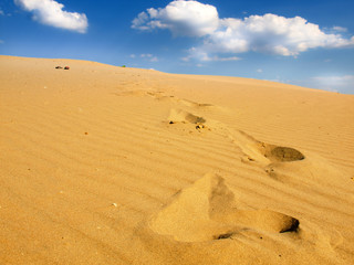 Sand dunes and foot print