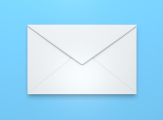 white envelope on light blue background