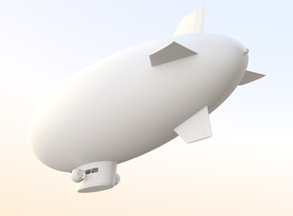 white blimp flying away(empty space for sign)