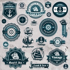 Obraz premium Vintage nautical set template
