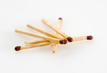 Matches on white background