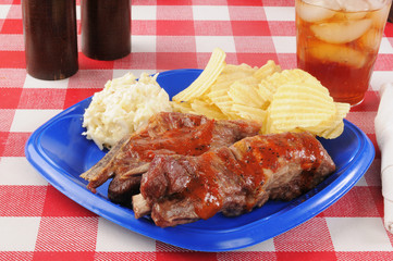 Pork ribs and coleslaw