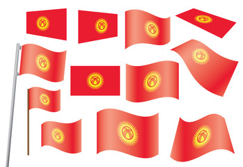 set of flags of Kyrgyzstan vector illustration