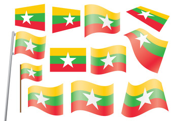 set of flags of Burma vector illustration