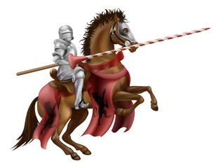Foto op Plexiglas Ridders Ridder met lans te paard