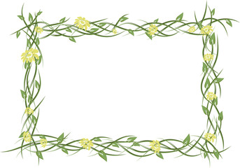 Frame from a grapevine, a leafs and flowers