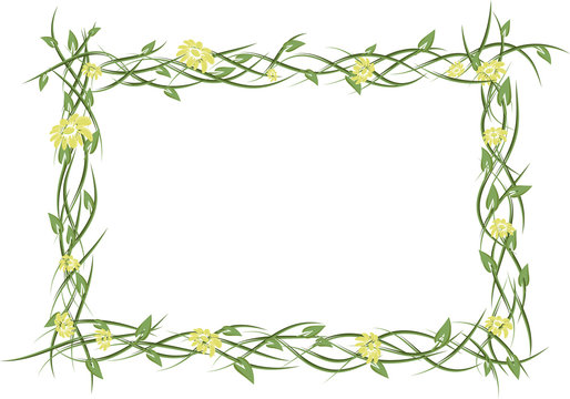 Frame from a grapevine, a leafs and flowers