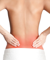 Naklejka premium Inflamed back, isolated, white background