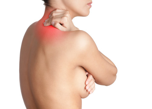 Neck ache, isolated, white background