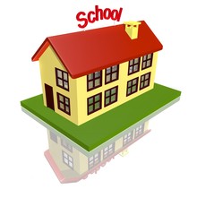 school isolated on white,3d