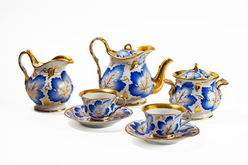 Antique porcelain with a motif of vine leaves and grapes