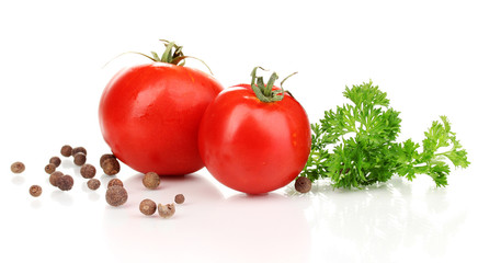 Ripe tomatoes isolated on white