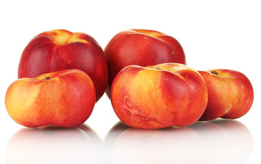 Ripe nectarines isolated on white close-up