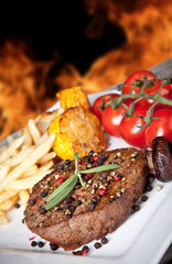 Delicious beef steak on plate