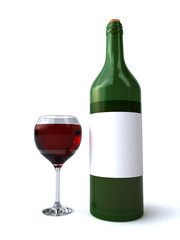 bottle and glass of red wine