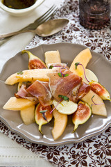 Melon,Fig ,Prosciutto and Mozzarella salad