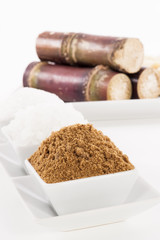 Various kinds of sugar on white background