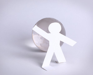 A leader man on abstract global map background